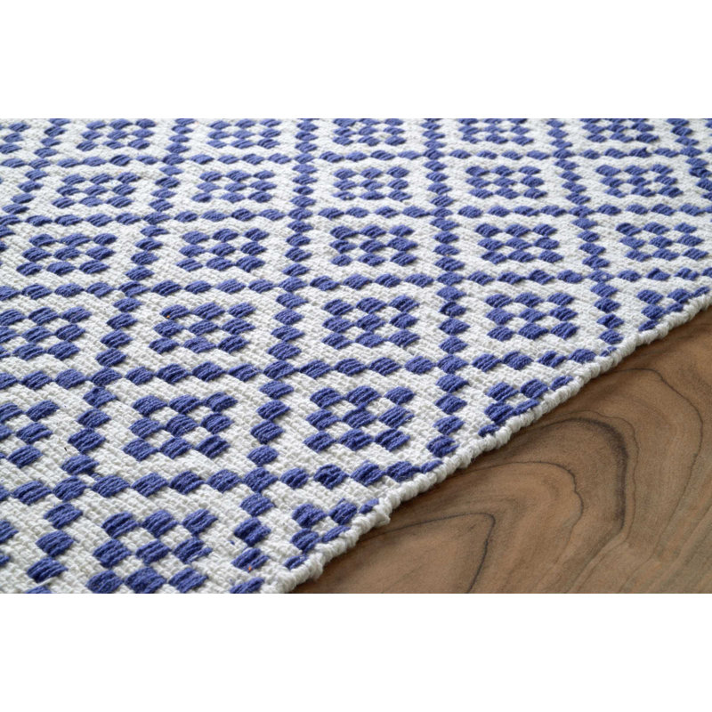 Luka Handmade Tufted Cotton Navy Blue Geometric Area Rug & Reviews